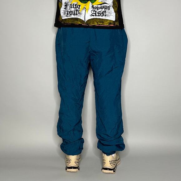 Vintage Reebok Track Pants Slate Blue Nylon Joggers Subtle Embroidered Logo 90s - Picture 4 of 5